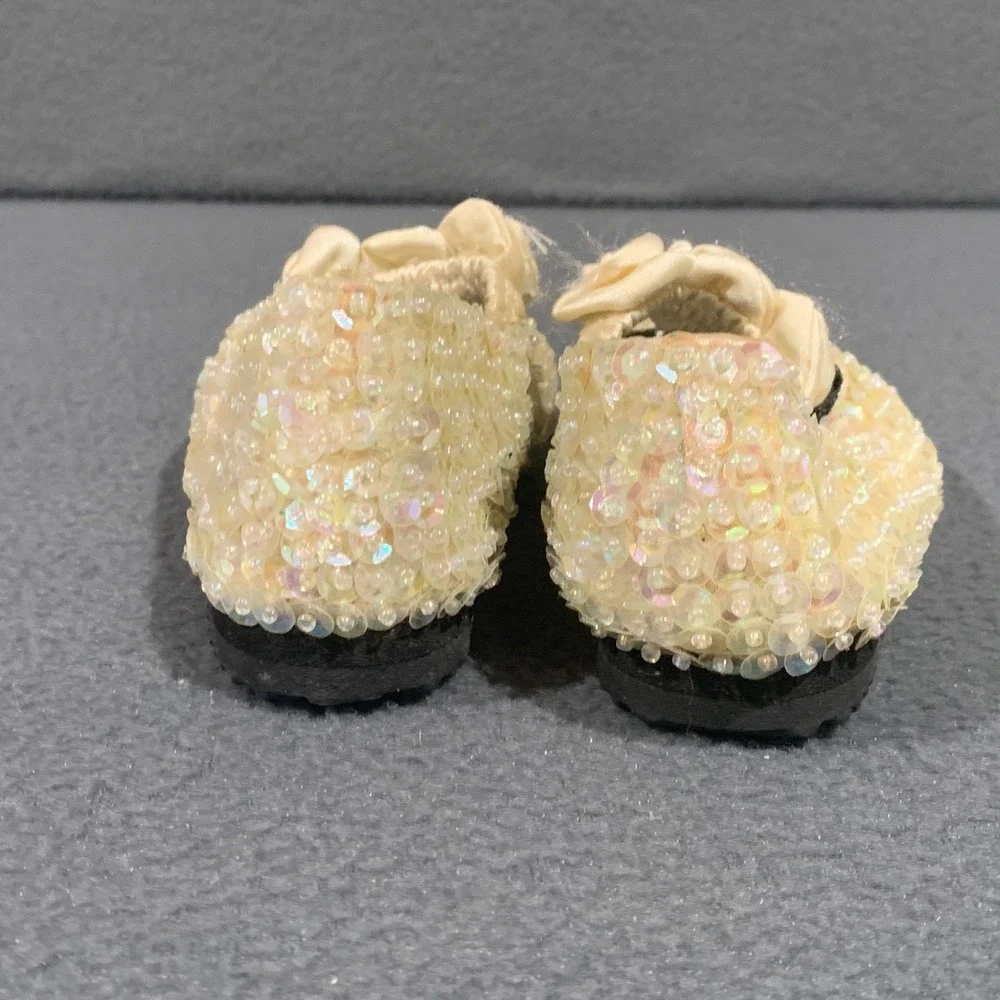 Costal Projections Baby Girl Size 4 Iridescent Sequin Rosette‎ Mary Jane Flats